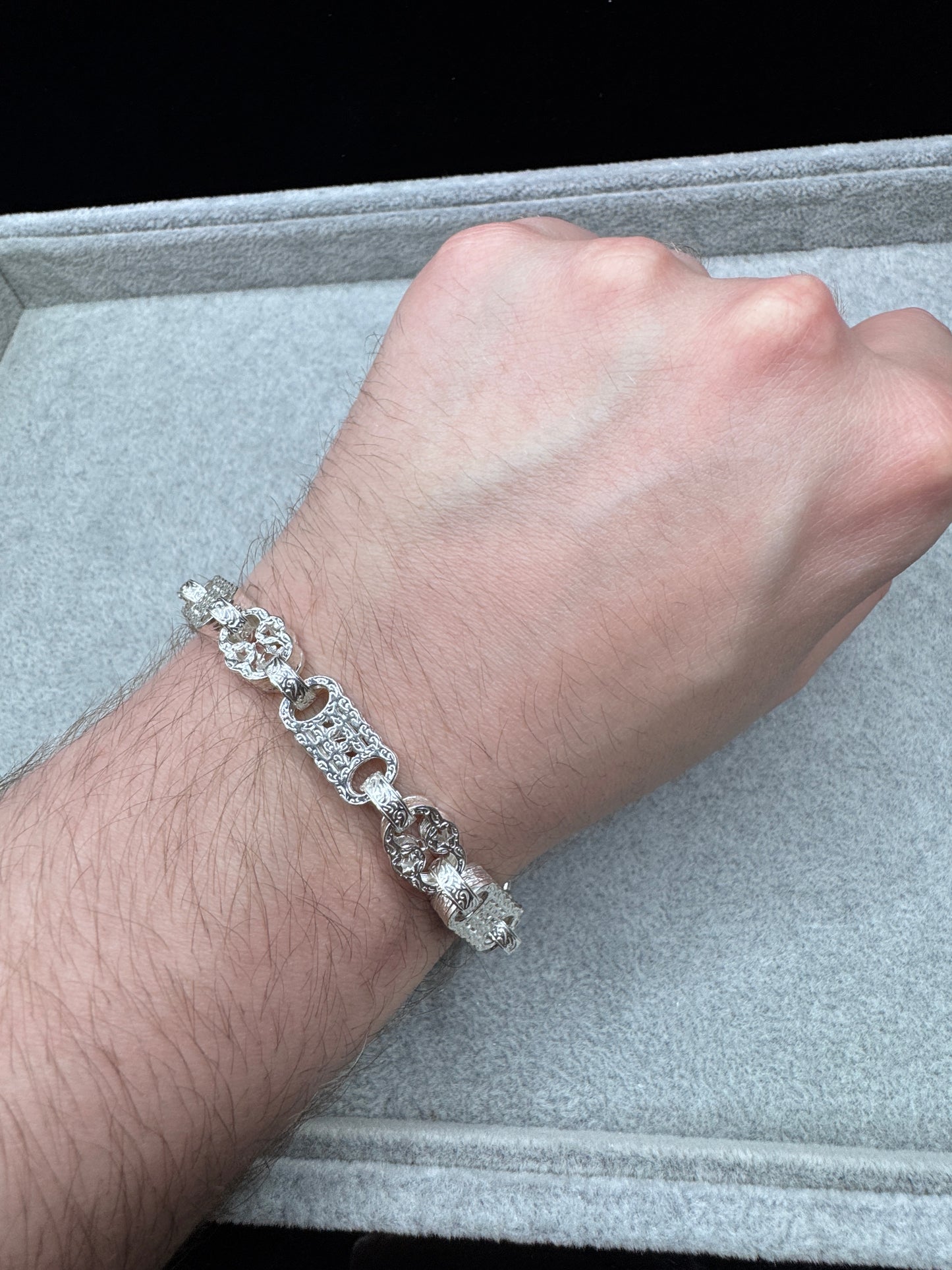 Sterling Silver Stars & Bars Bracelet 8.5mm