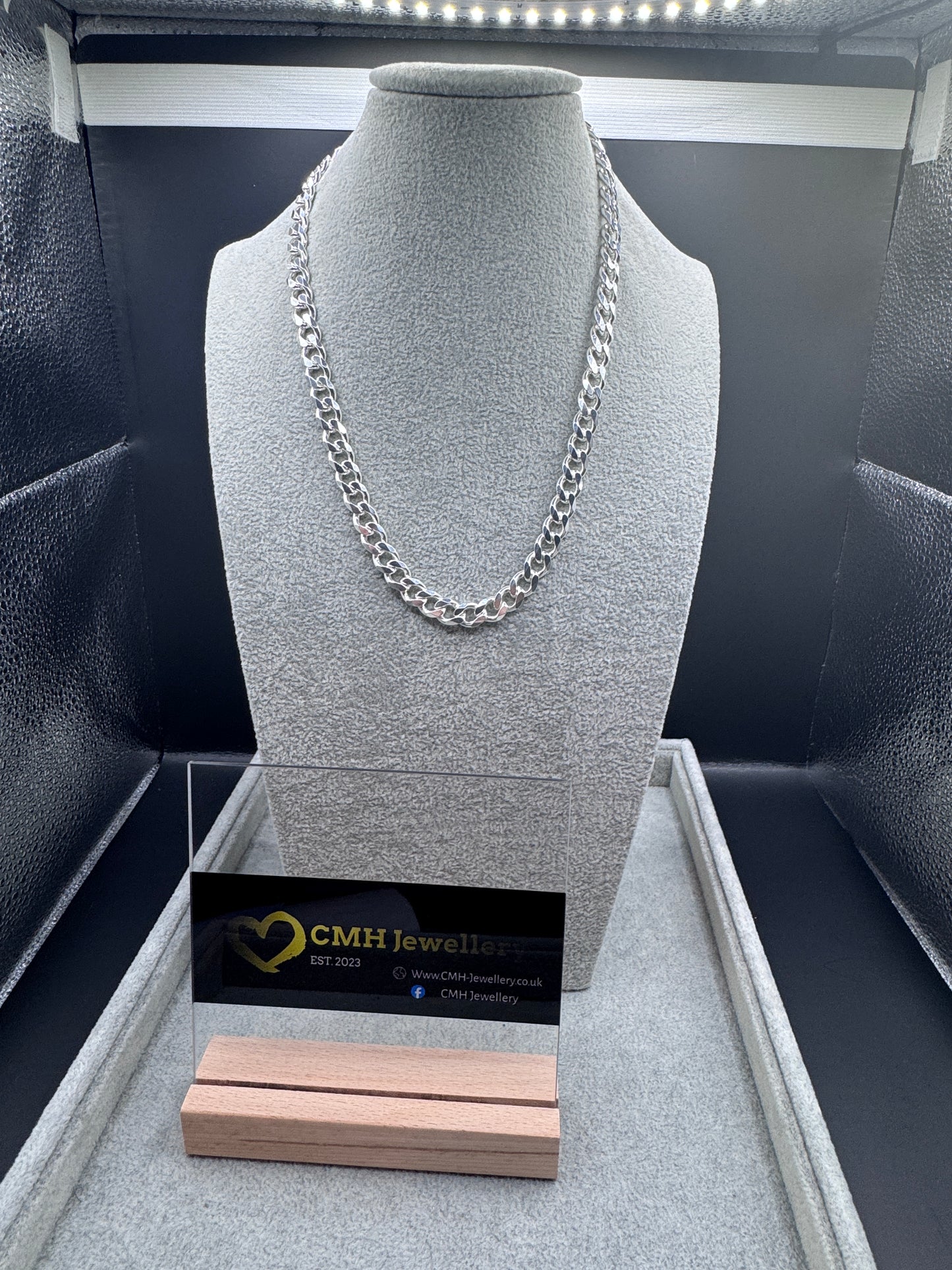 Sterling Silver Heavy Curb Chain Necklace 9mm