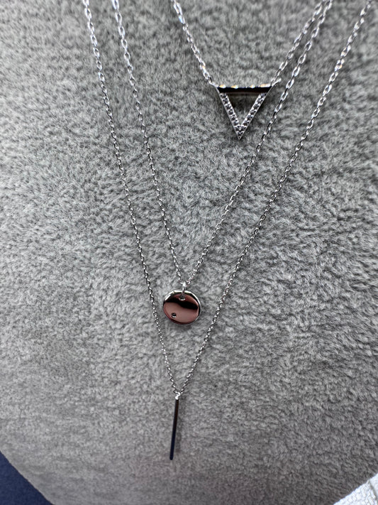 Sterling Silver Layered Geometric Necklace