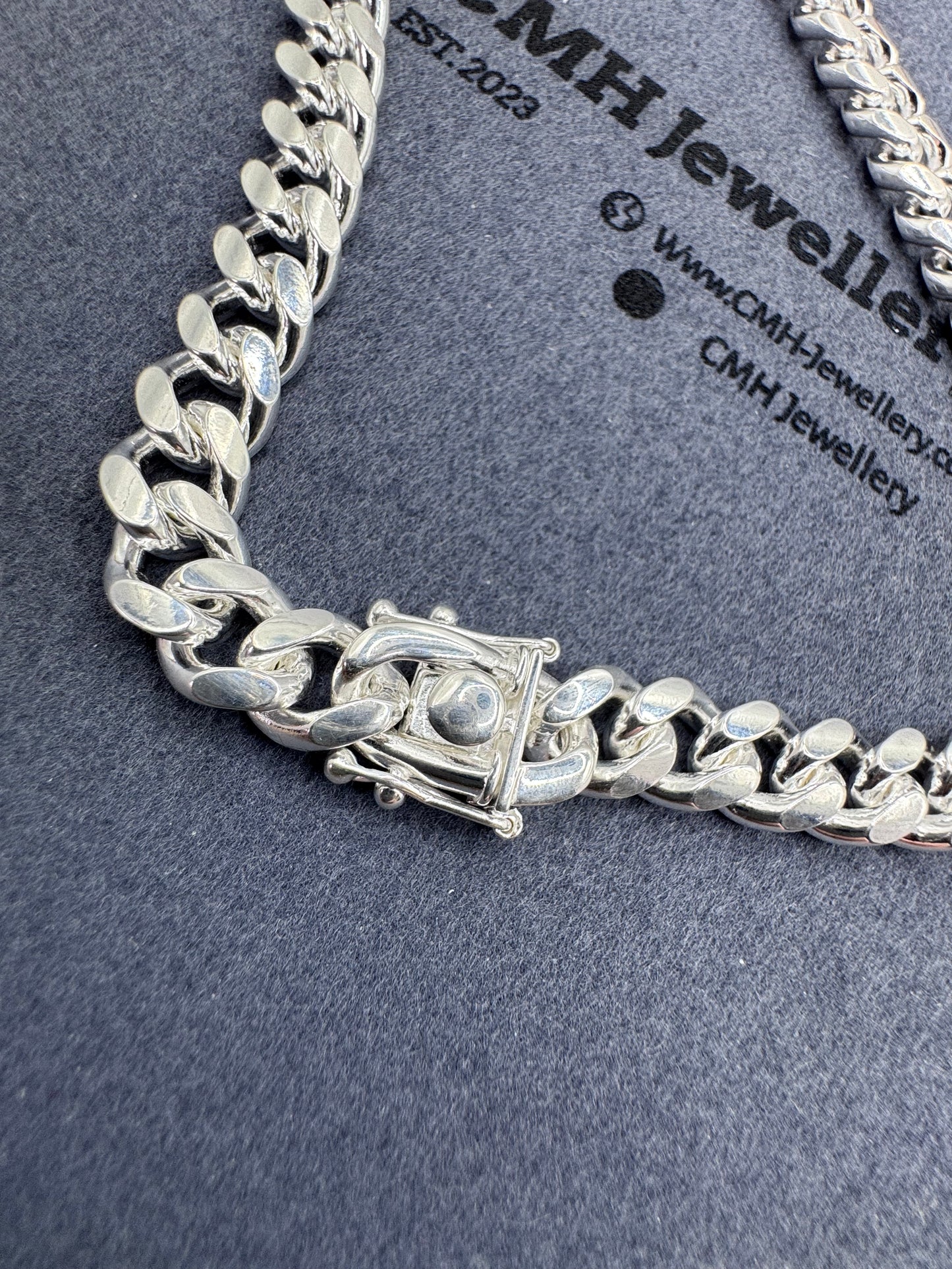 Sterling Silver Cuban Chain Necklace w/ Box Clasp 8mm