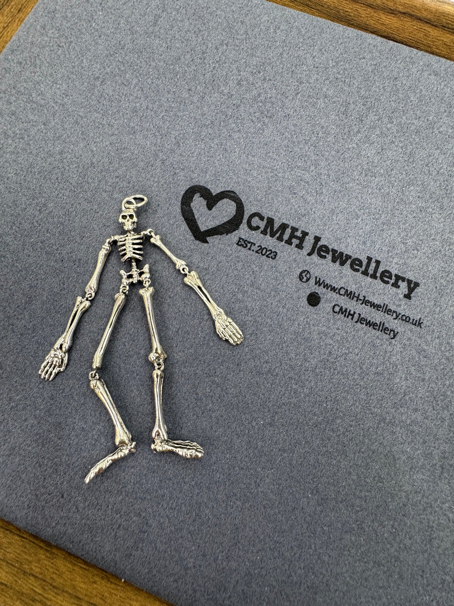 Sterling Silver Large Articulated Skeleton Pendant