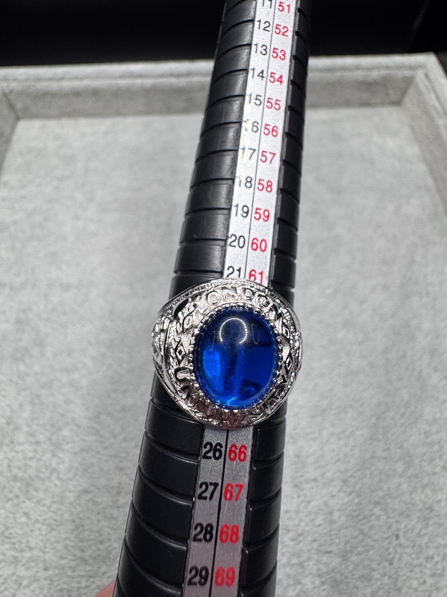 Sterling Silver Blue Stone College Ring