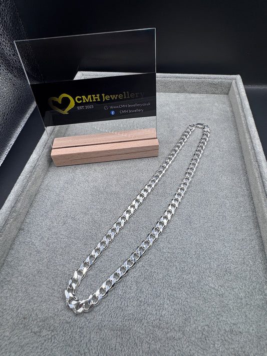 Sterling Silver Heavy Curb Chain Necklace 9mm