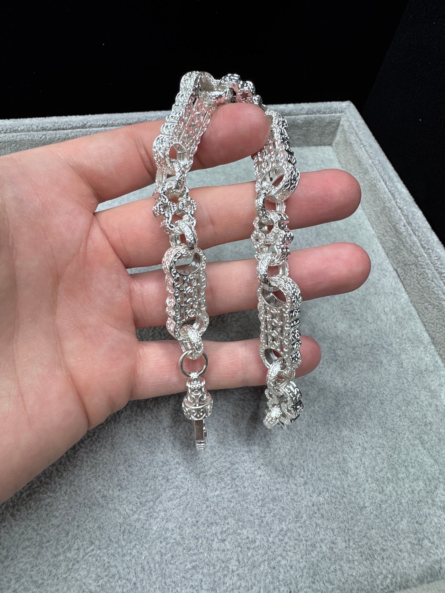 Sterling Silver Stars & Bars Bracelet 13mm