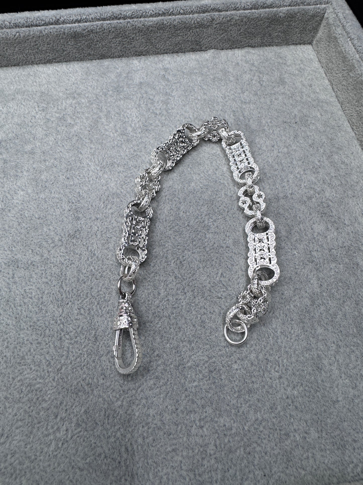 Sterling Silver Stars & Bars Bracelet 13mm