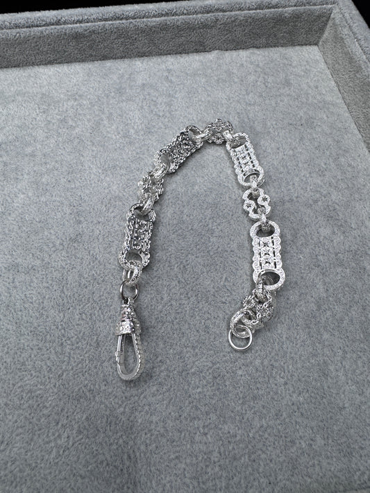 Sterling Silver Stars & Bars Bracelet 13mm