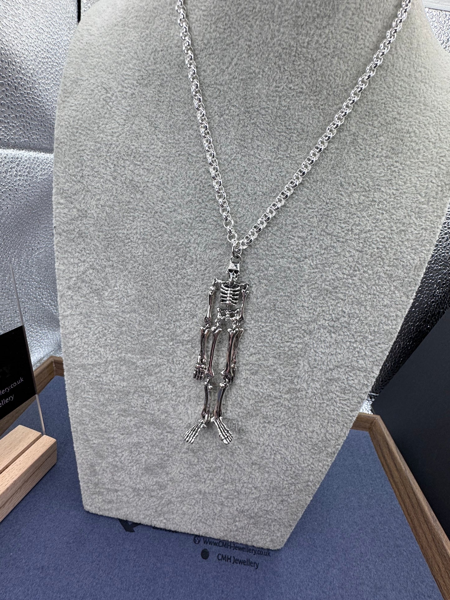 Sterling Silver Large Articulated Skeleton Pendant