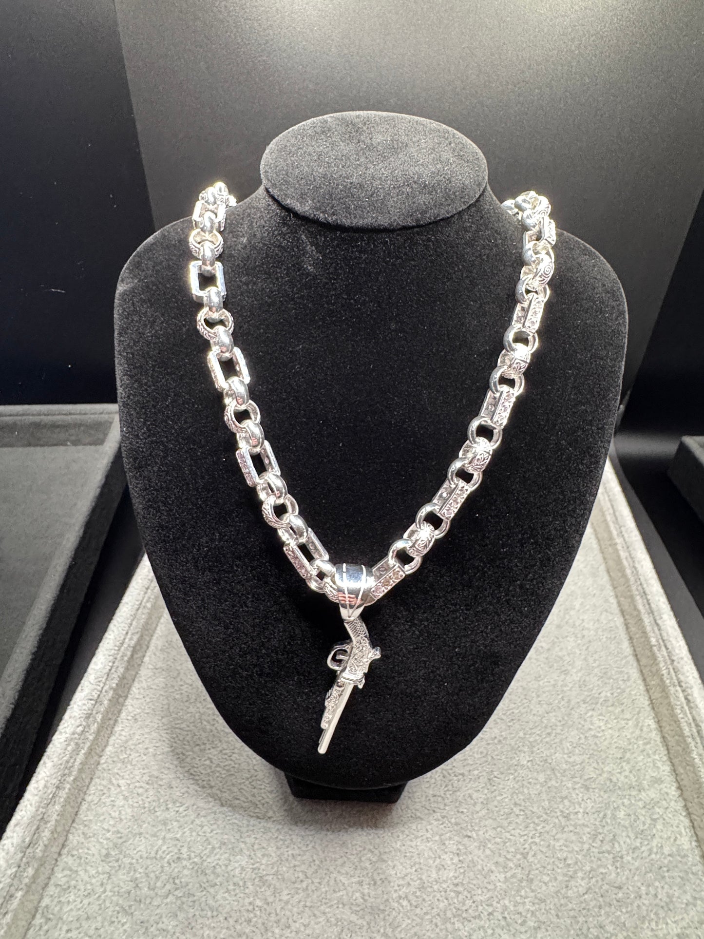 Sterling Silver CZ Gypsy Link/Belcher Chain Necklace