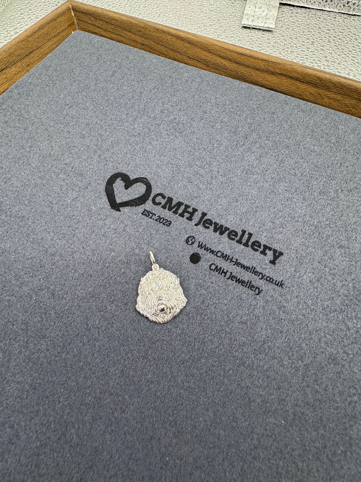 Sterling Silver English Sheepdog Pendant 24.5mm