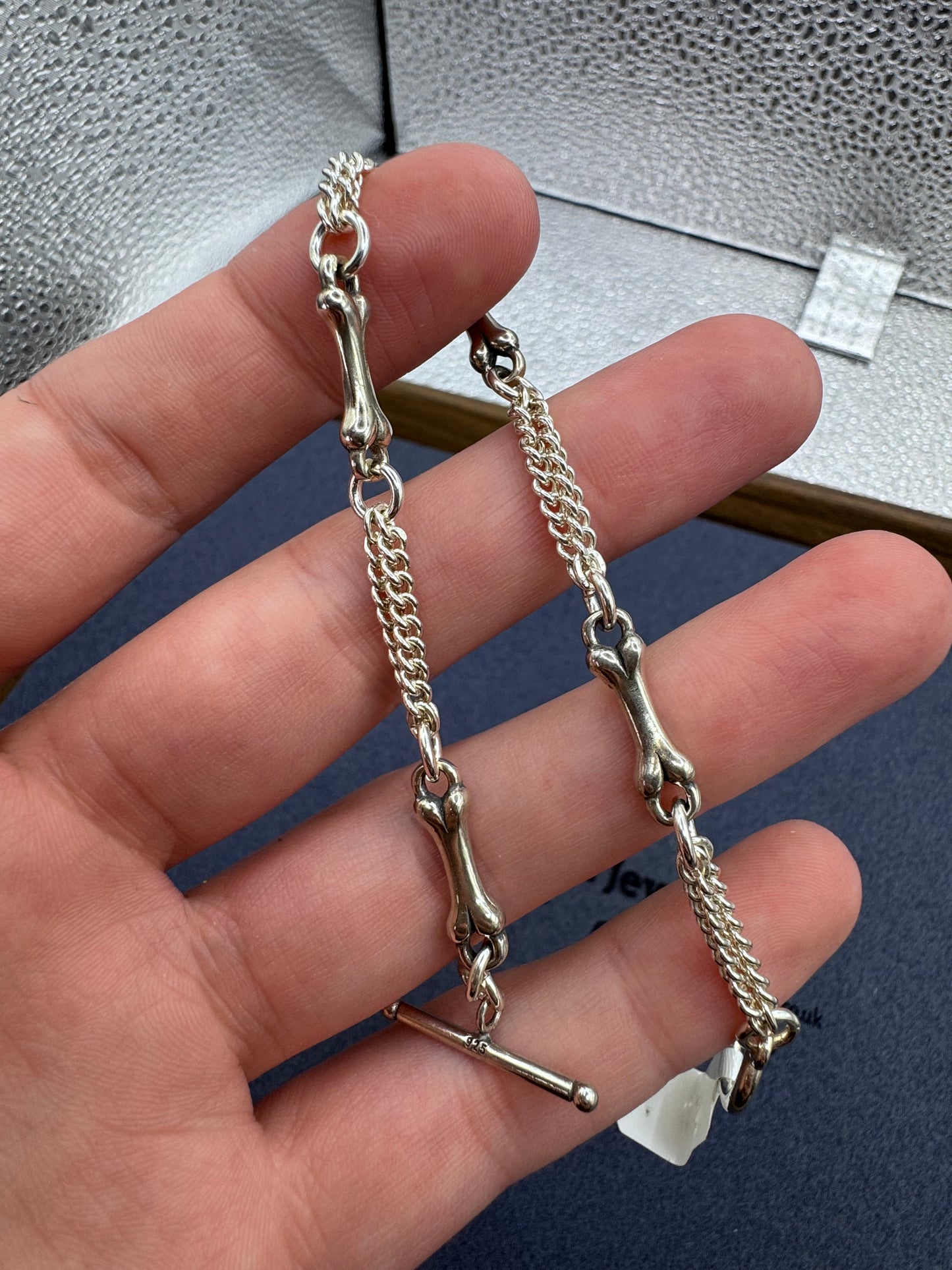 Sterling Silver Mini Bone & Curb Link Bracelet