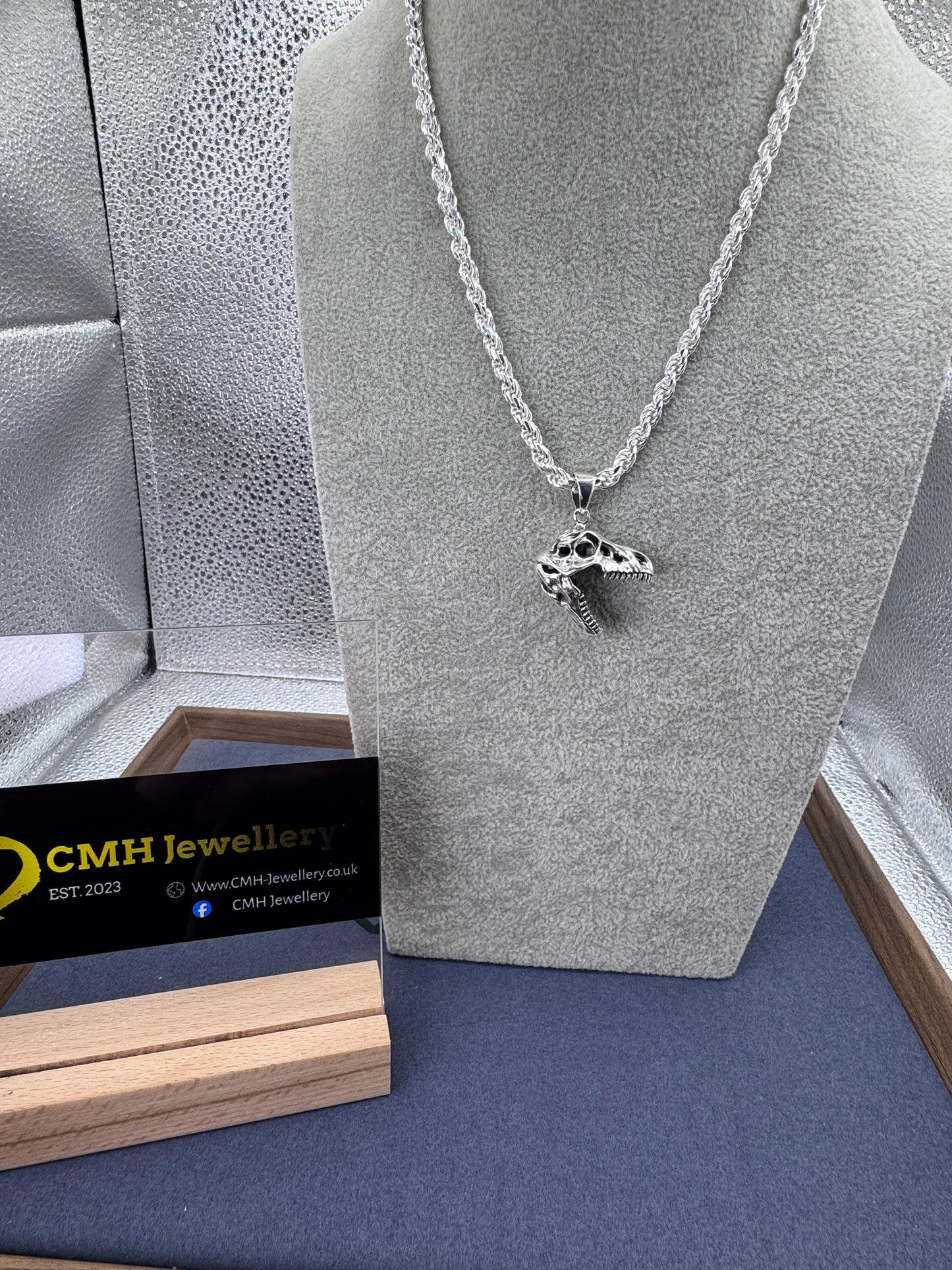 Sterling Silver T-Rex Head Pendant