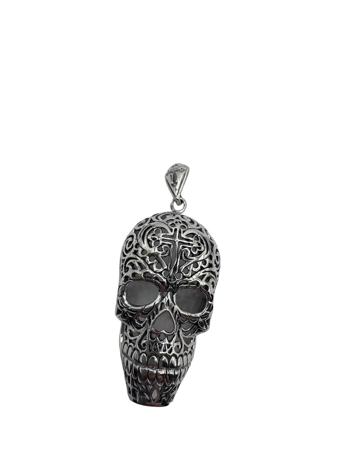 Sterling Silver Fancy Filigree Skull Pendant
