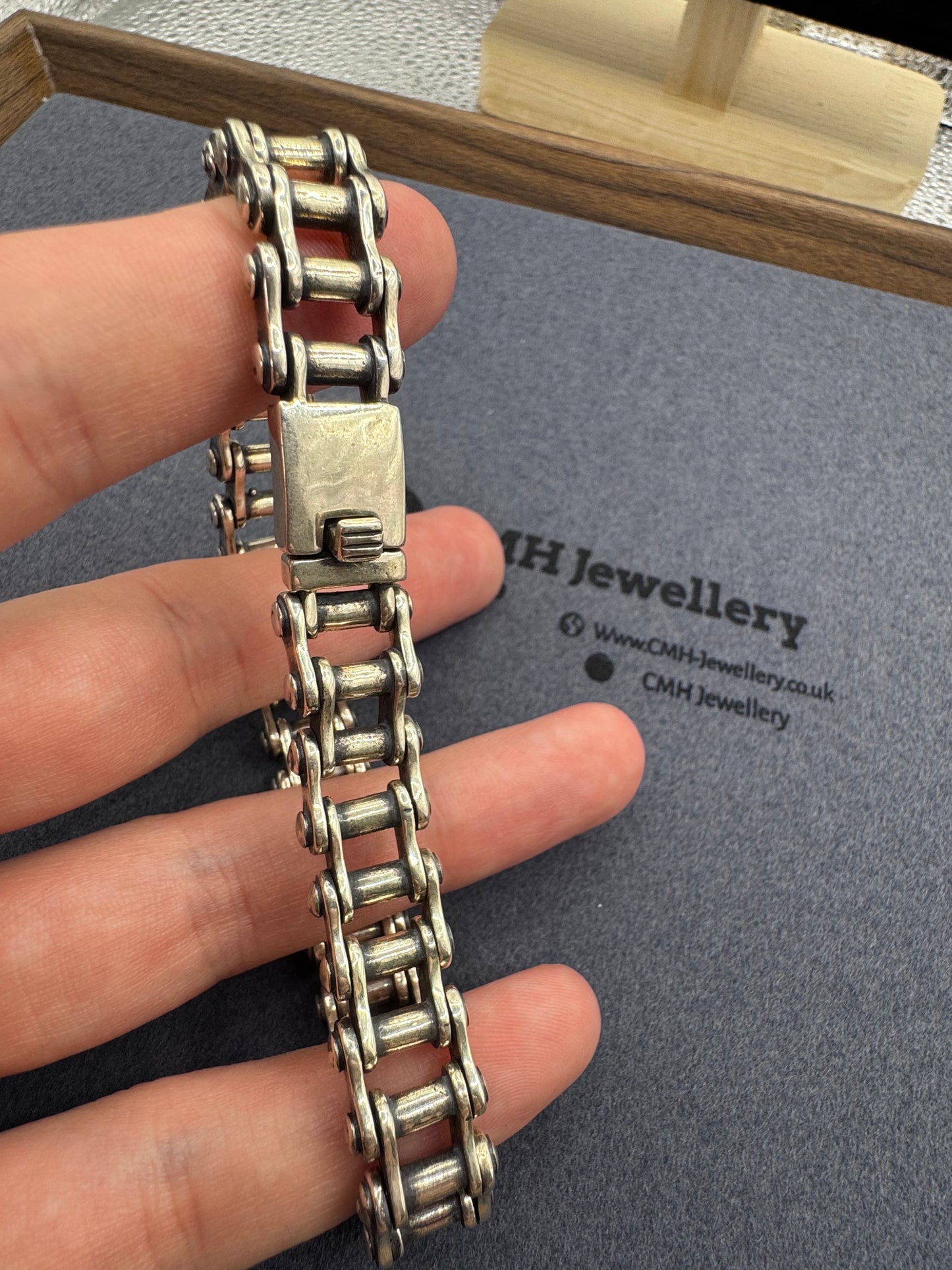 Sterling Silver Bike Chain Link Bracelet 13.8mm