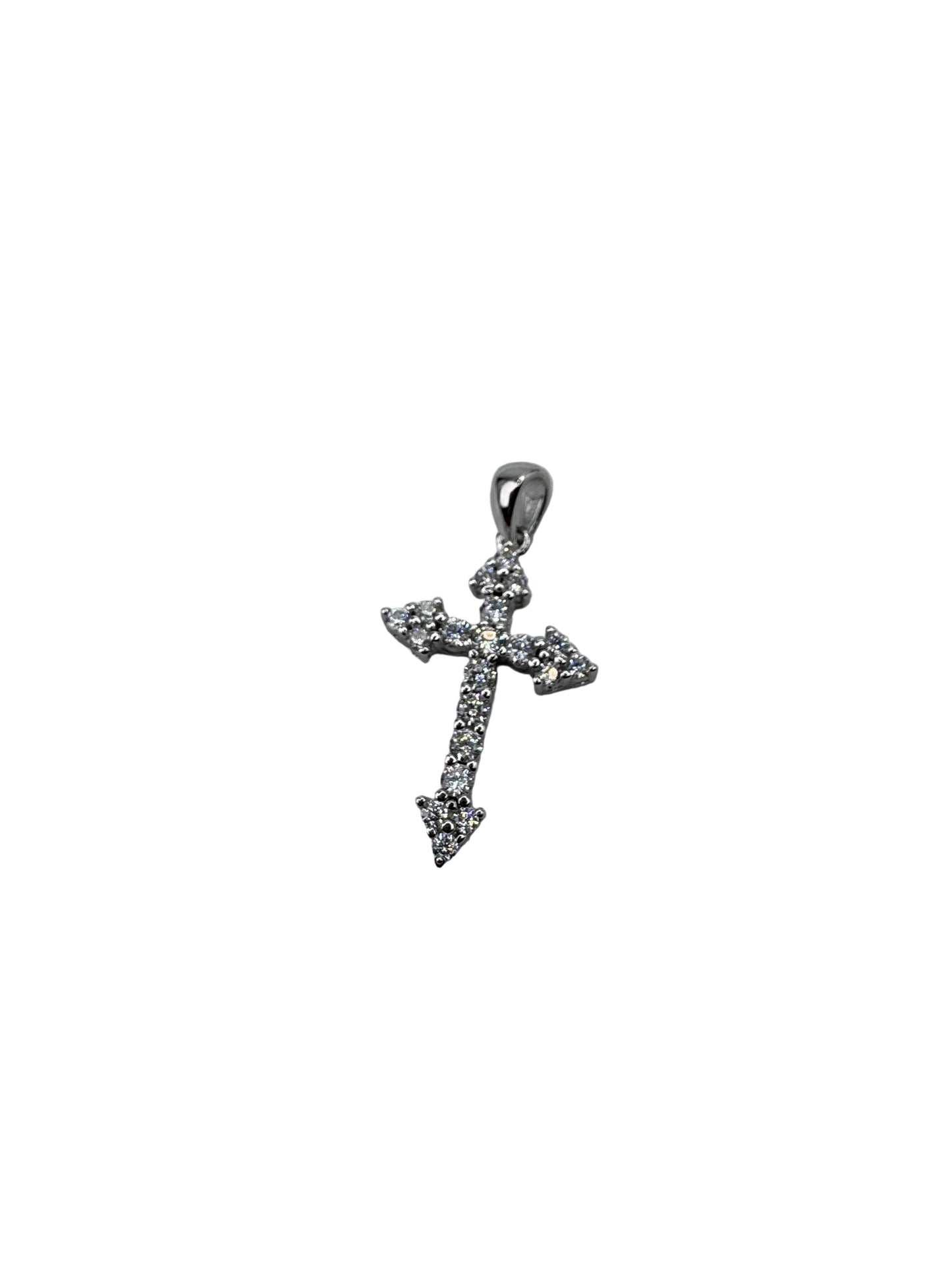 Sterling Silver XS CZ Cross Pendant 25.5mm