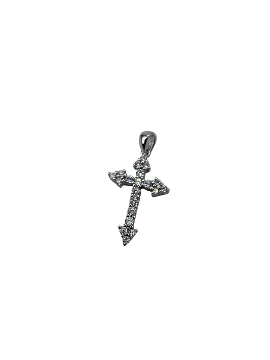 Sterling Silver XS CZ Cross Pendant 25.5mm
