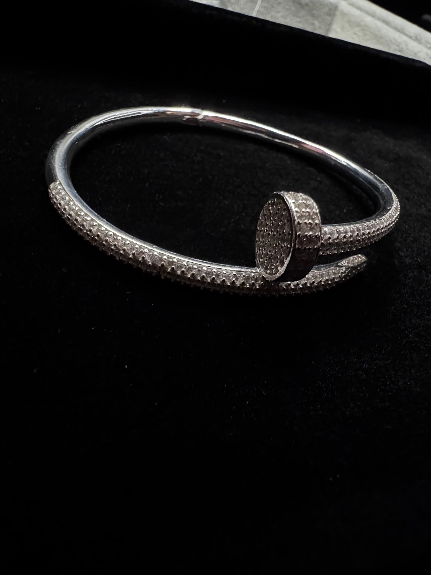 Sterling Silver CZ Nail bangle