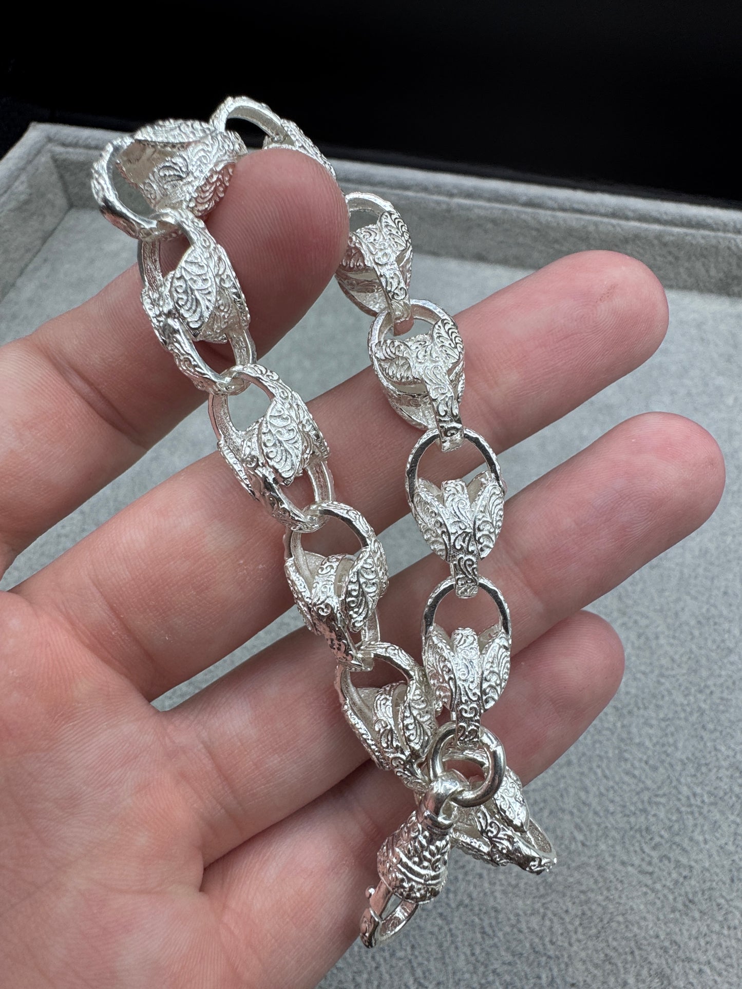 Sterling Silver Patterned Tulip Bracelet 10.5mm