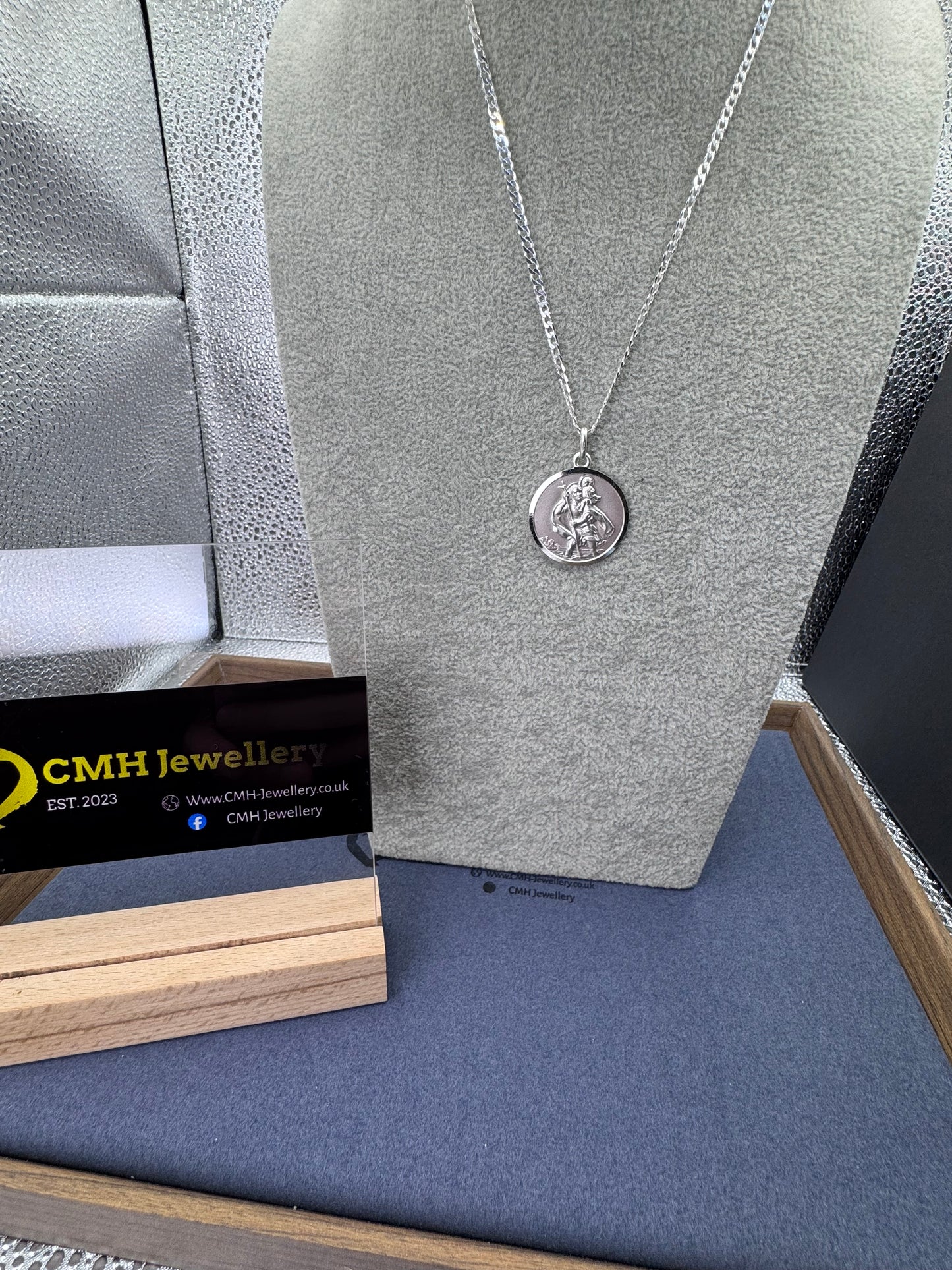 Sterling Silver St. Christopher Pendant 27.5mm Double sided