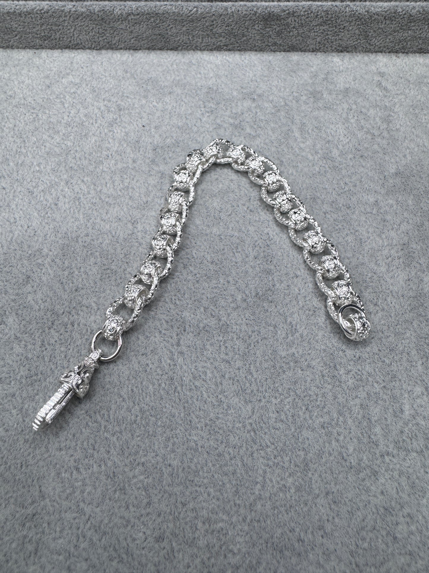 Sterling Silver Patterned Rollerball Bracelet 10.5mm