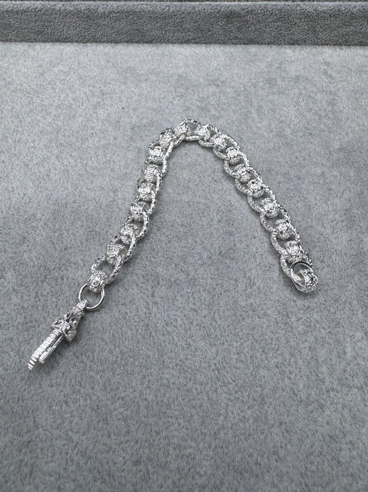 Sterling Silver Patterned Rollerball Bracelet 10.5mm