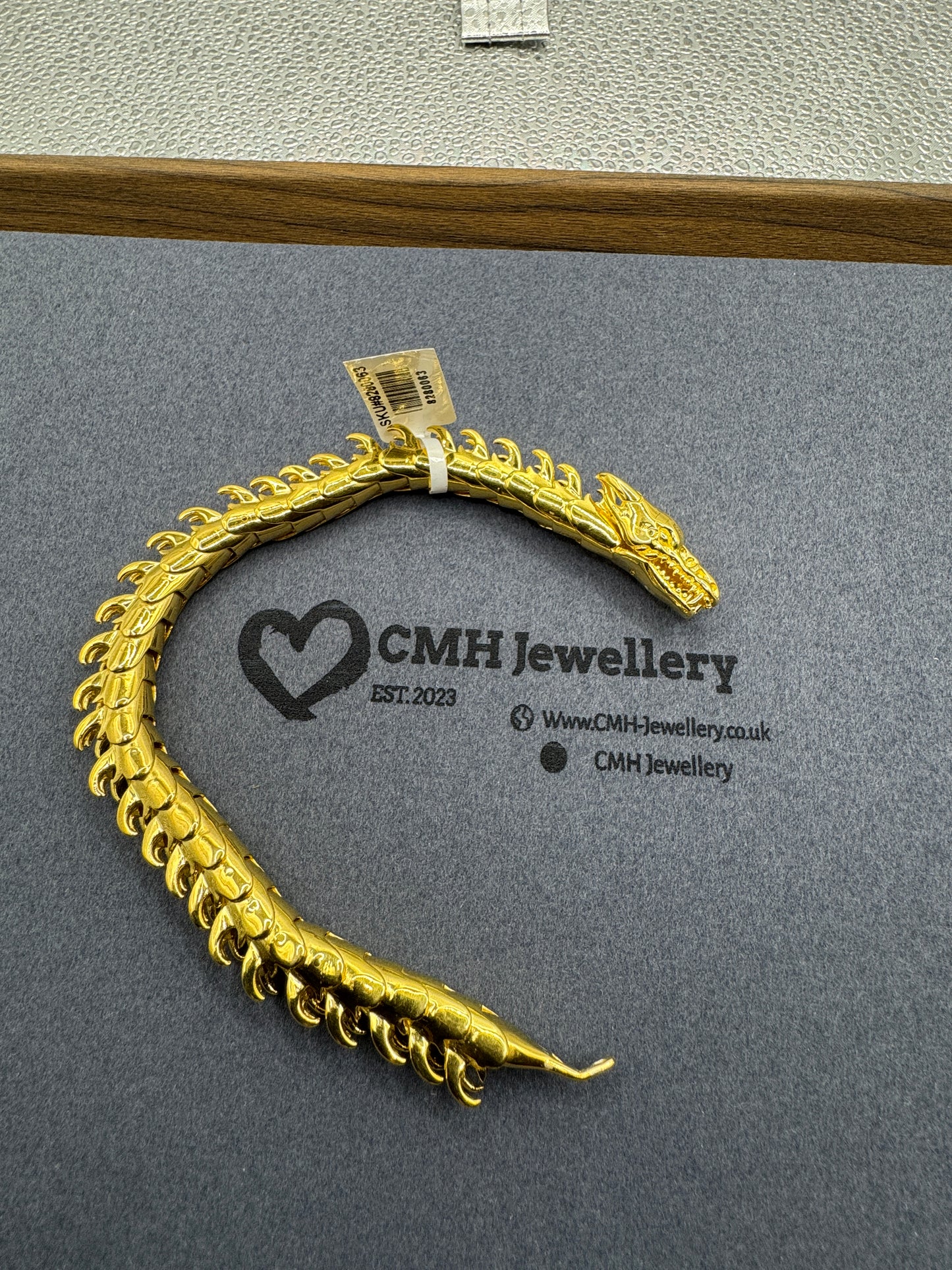 GP Vermeil Sterling Silver Large Dragon Bracet 9mm