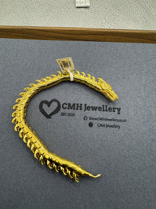 GP Vermeil Sterling Silver Large Dragon Bracet 9mm