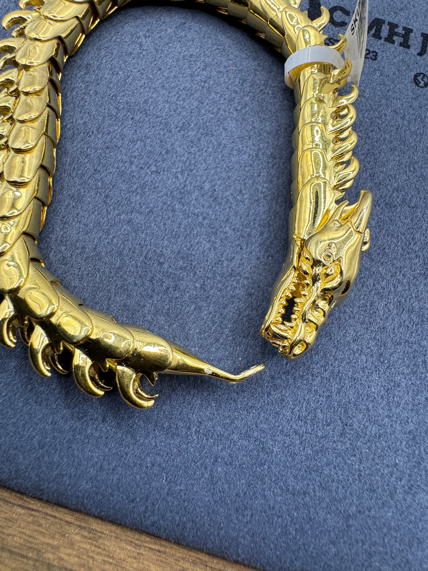 GP Vermeil Sterling Silver Large Dragon Bracet 9mm