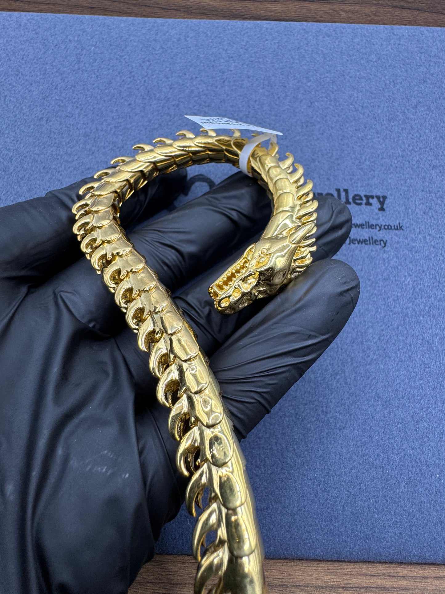 GP Vermeil Sterling Silver Large Dragon Bracet 9mm