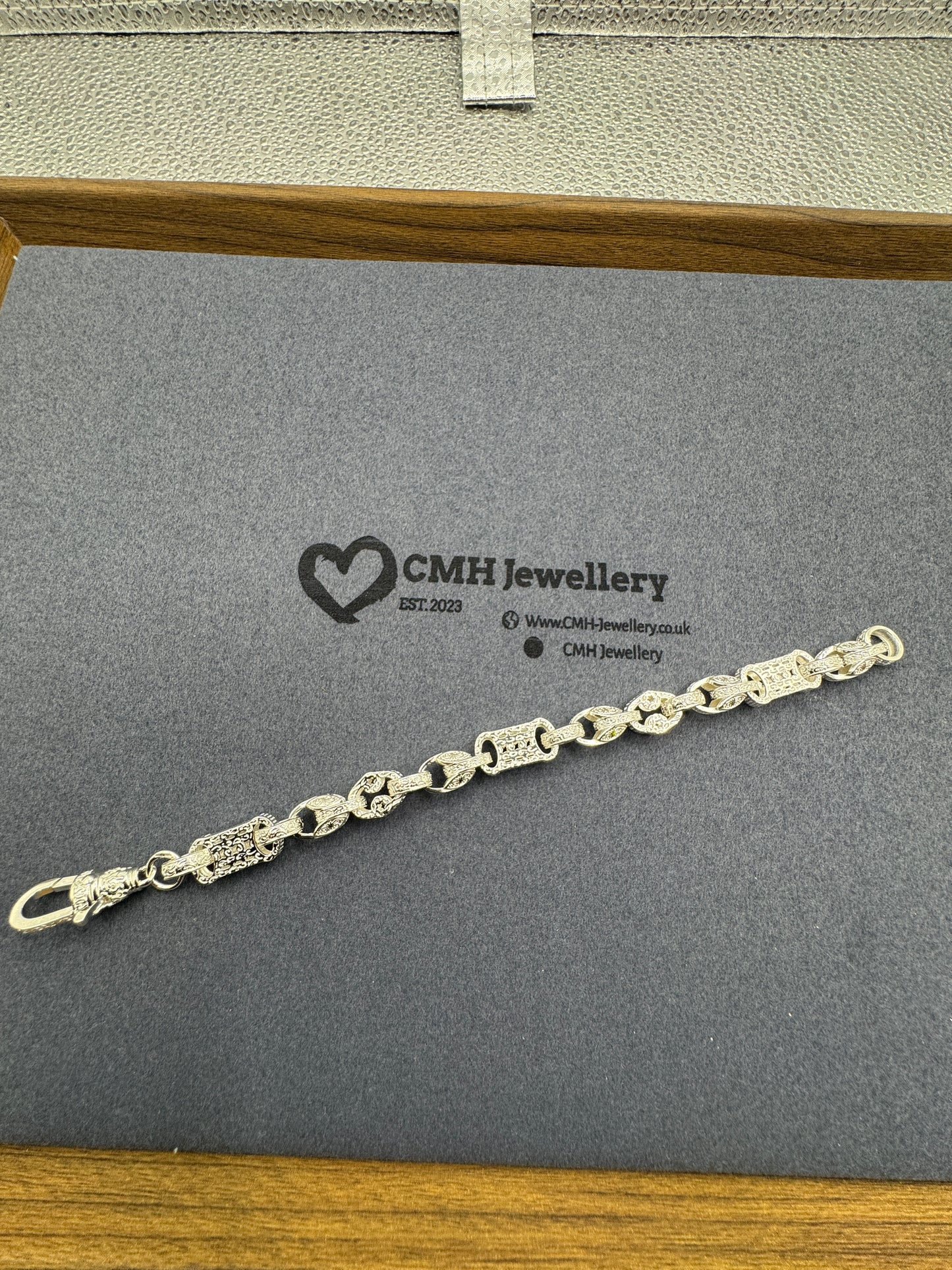 Sterling Silver Stars Bars & Tulip Bracelet 9mm