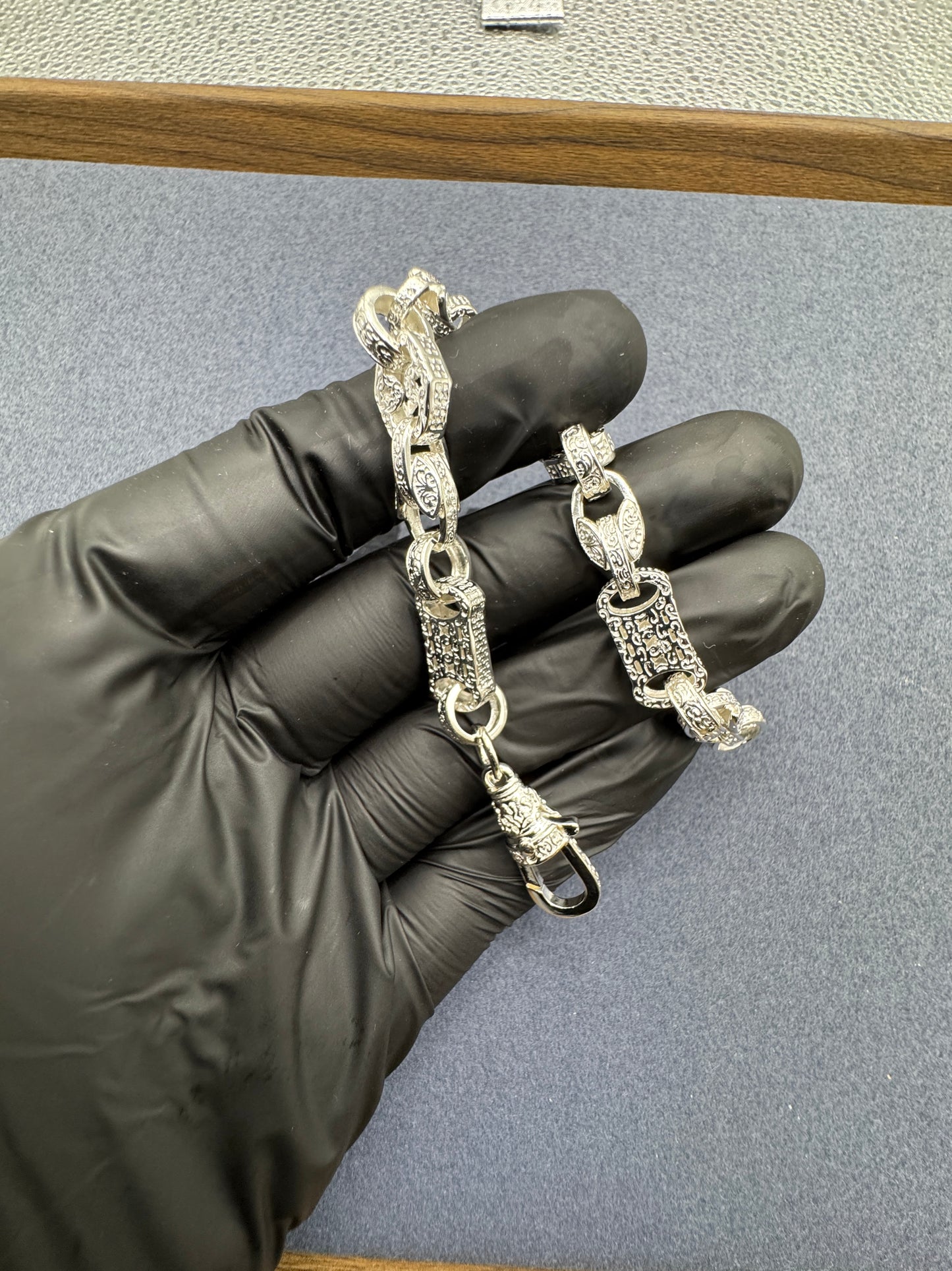 Sterling Silver Stars Bars & Tulip Bracelet 9mm