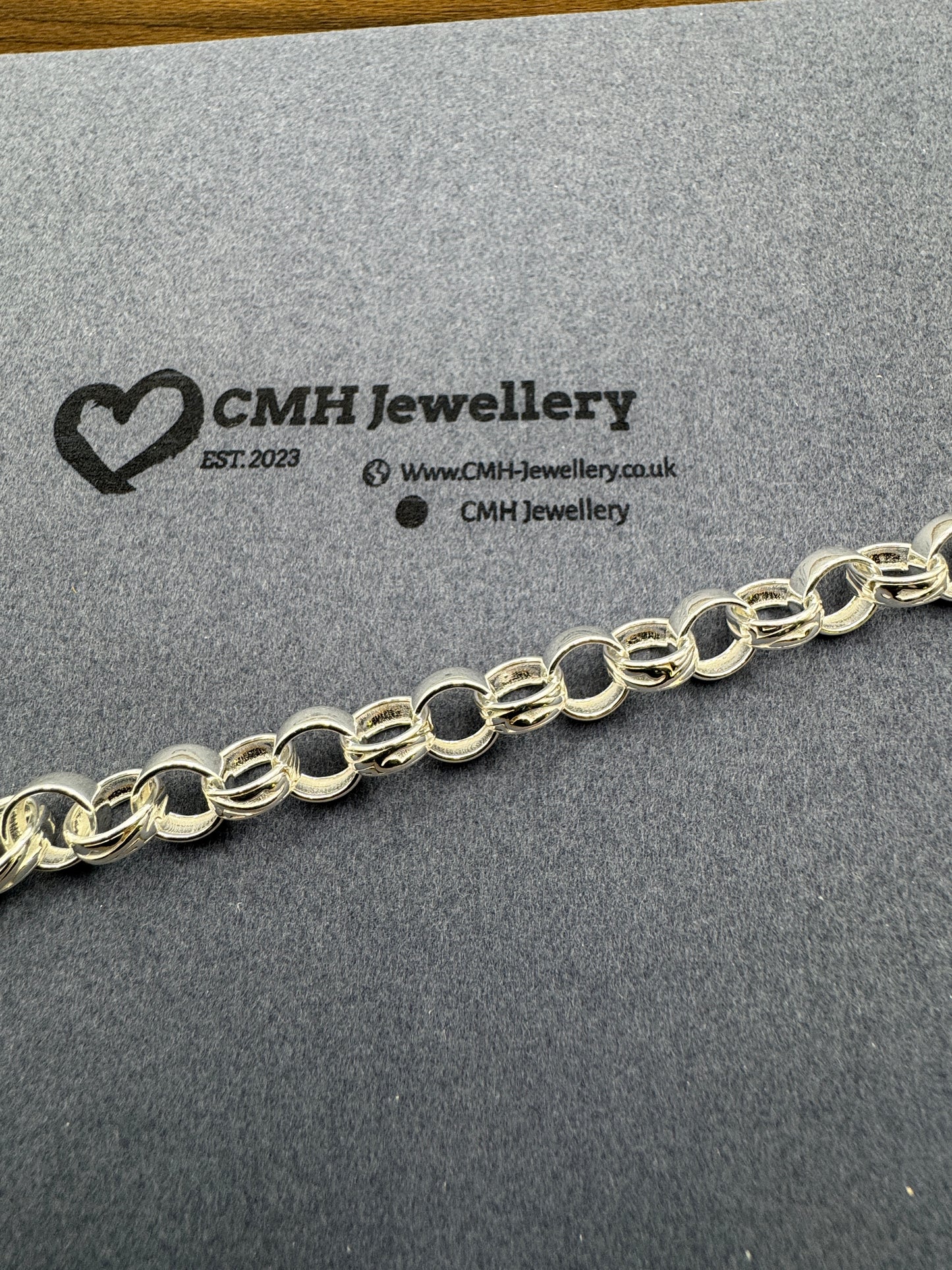 Sterling Silver Round Patterned Belcher Bracelet 10.5mm