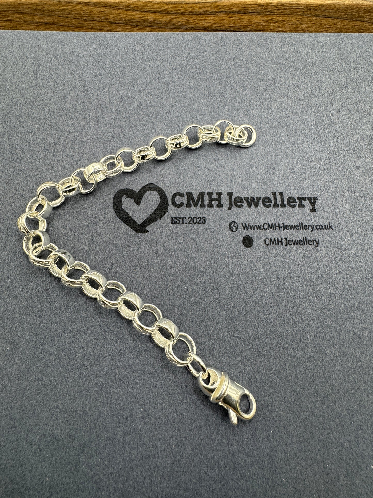 Sterling Silver Round Patterned Belcher Bracelet 10.5mm