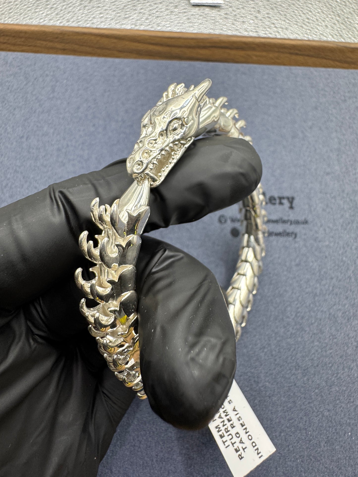 Sterling Silver Large Dragon Bracelet 9mm