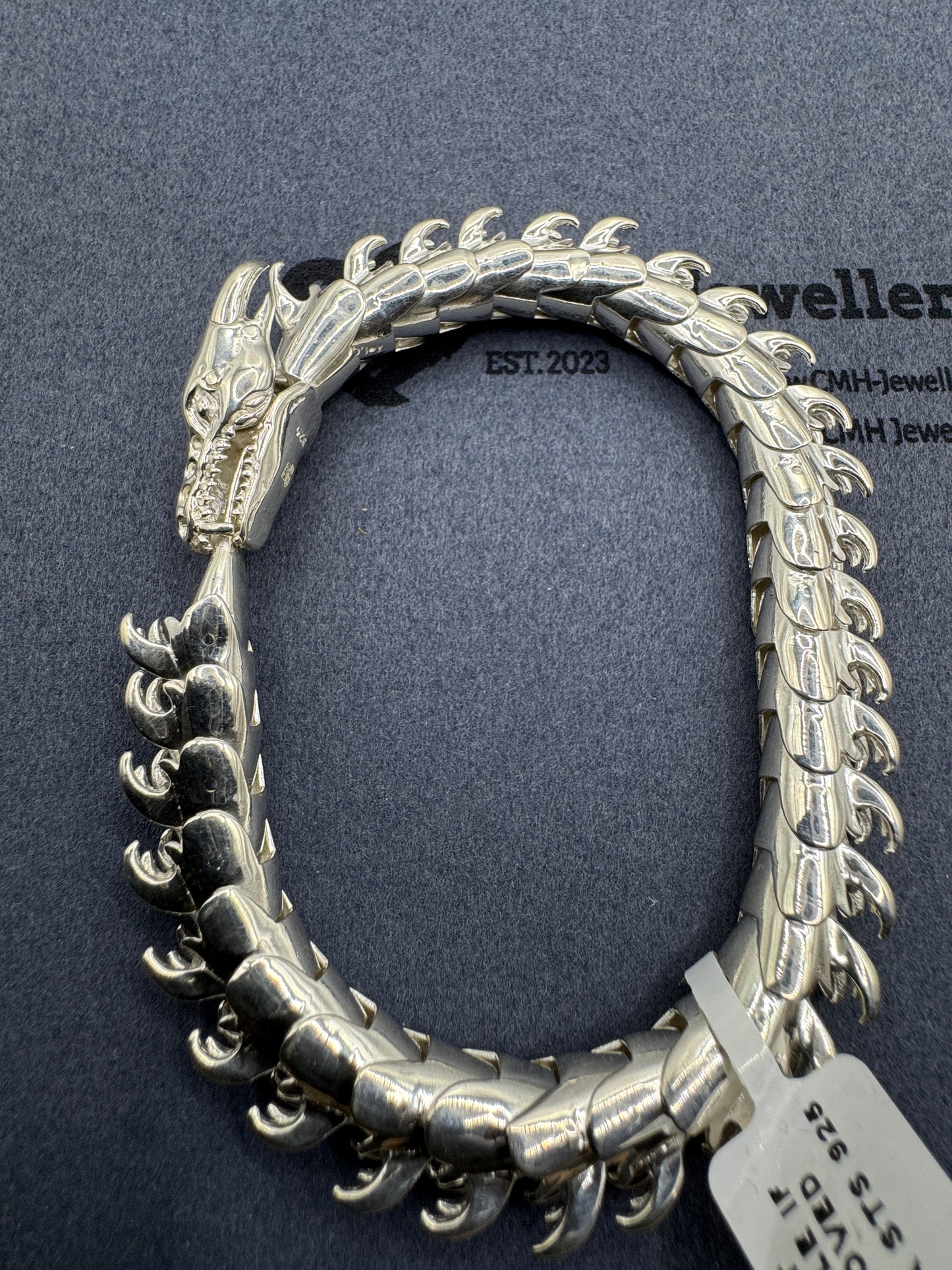 Sterling Silver Large Dragon Bracelet 9mm