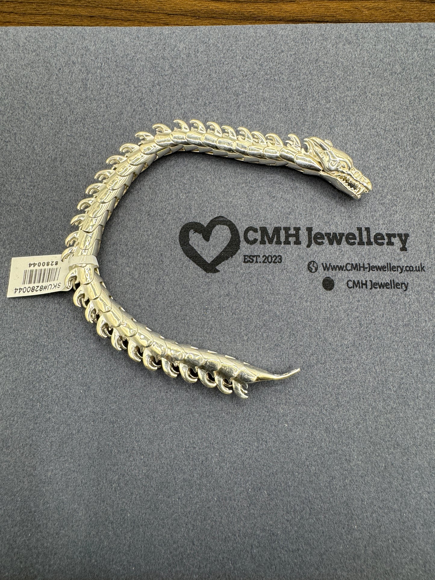 Sterling Silver Large Dragon Bracelet 9mm