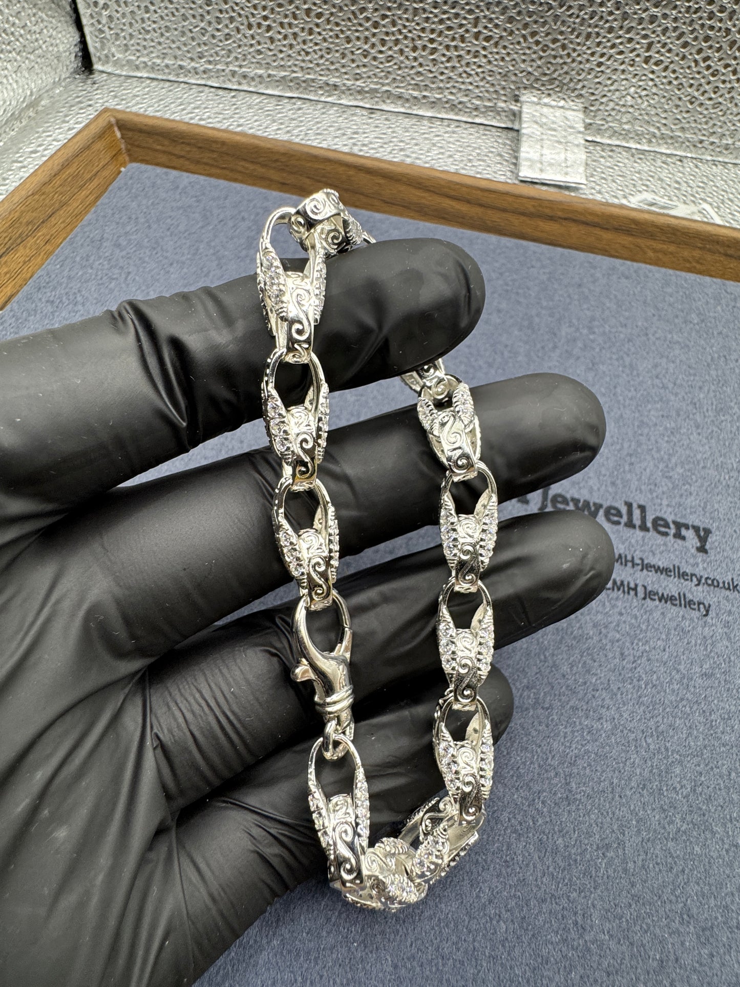 Sterling Silver CZ Tulip Bracelet 7.75mm