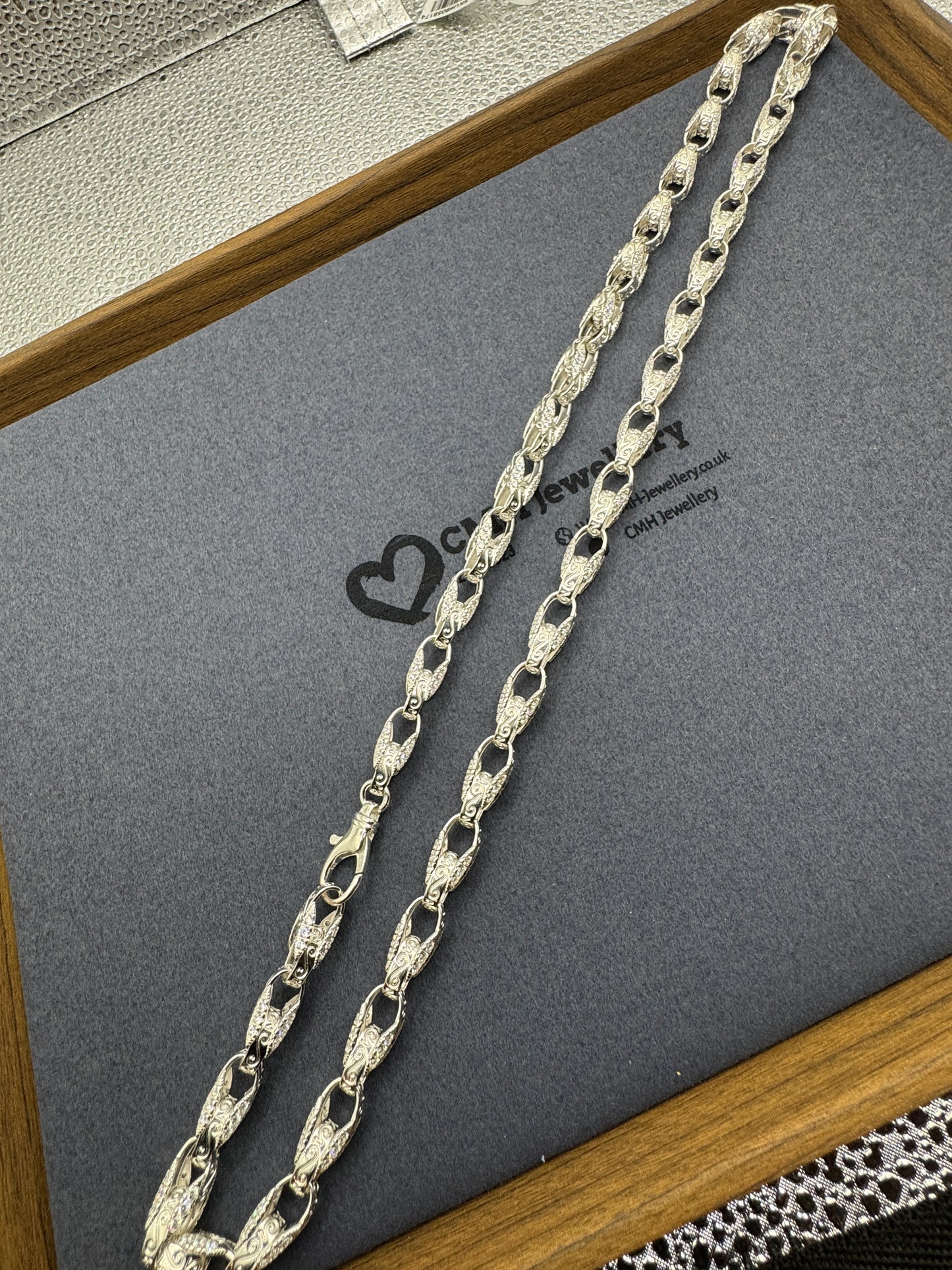 Sterling Silver CZ Tulip Chain Necklace 7.75mm