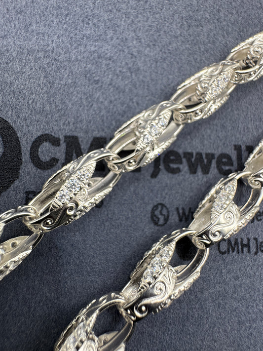 Sterling Silver CZ Tulip Chain Necklace 7.75mm
