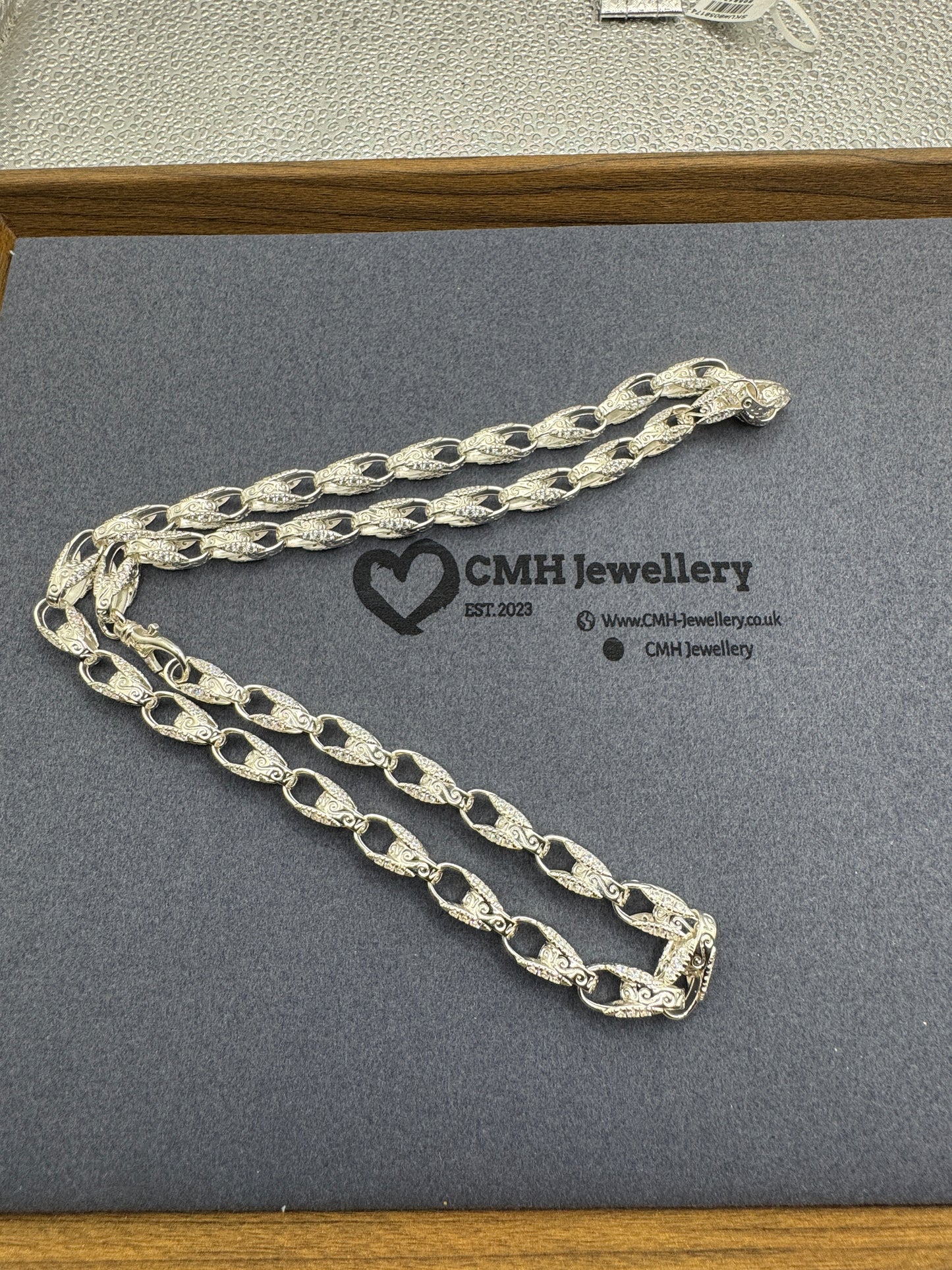 Sterling Silver CZ Tulip Chain Necklace 7.75mm