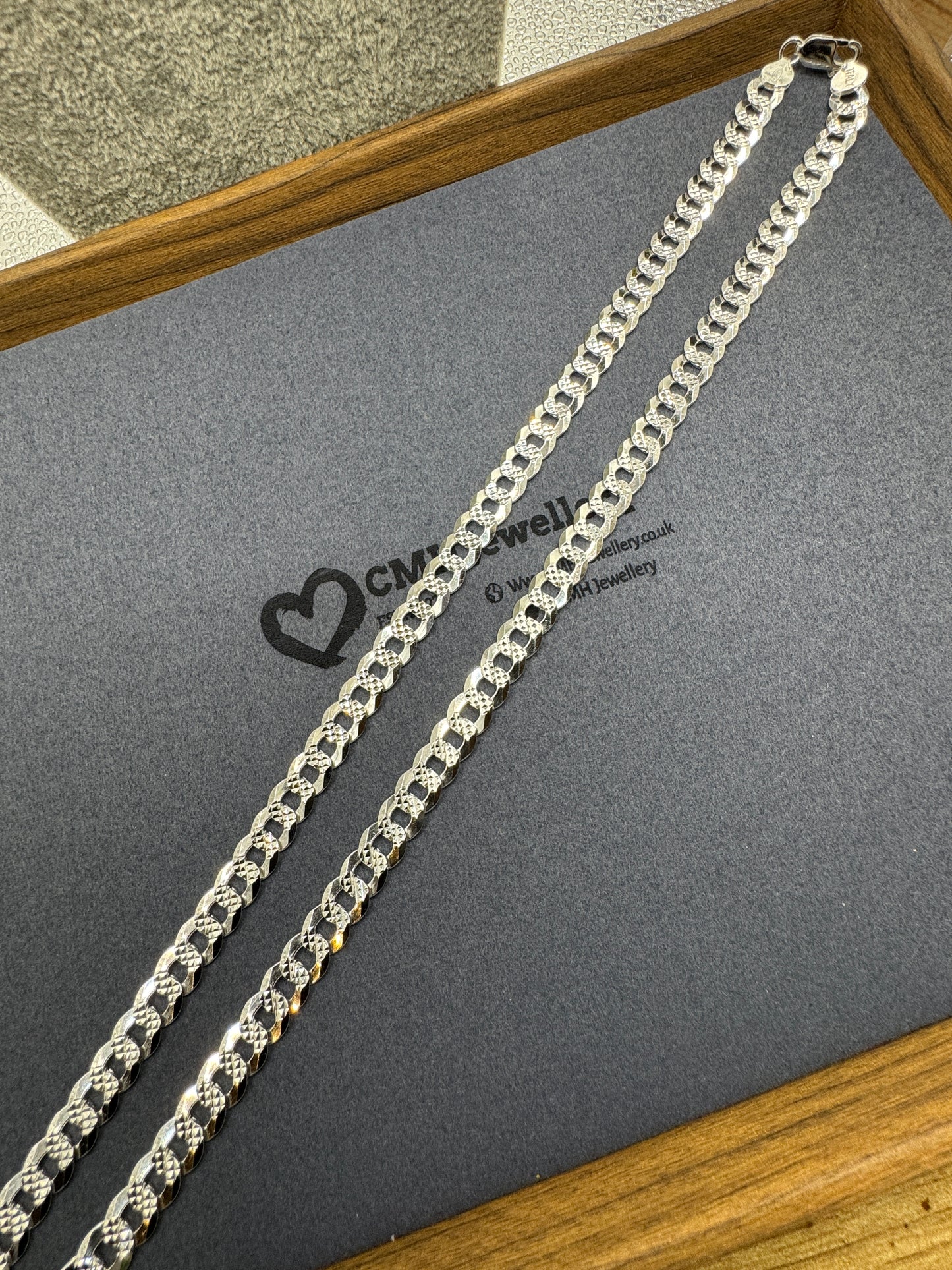 Sterling Silver Paved Curb Chain Necklace 9mm
