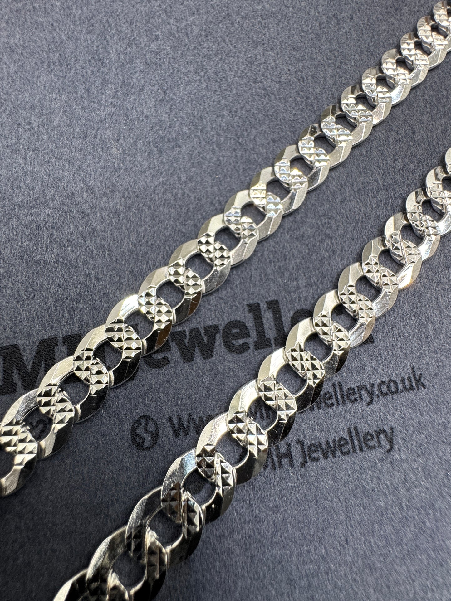 Sterling Silver Paved Curb Chain Necklace 9mm