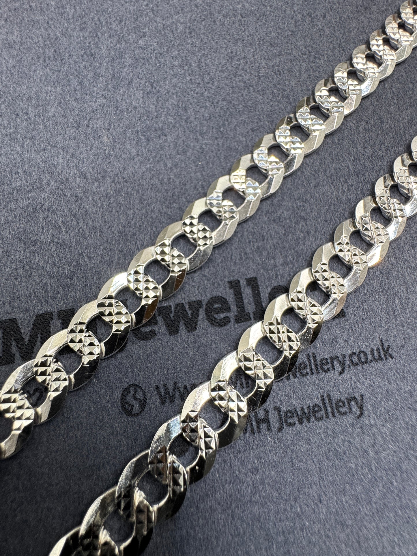 Sterling Silver Paved Curb Chain Necklace 9mm