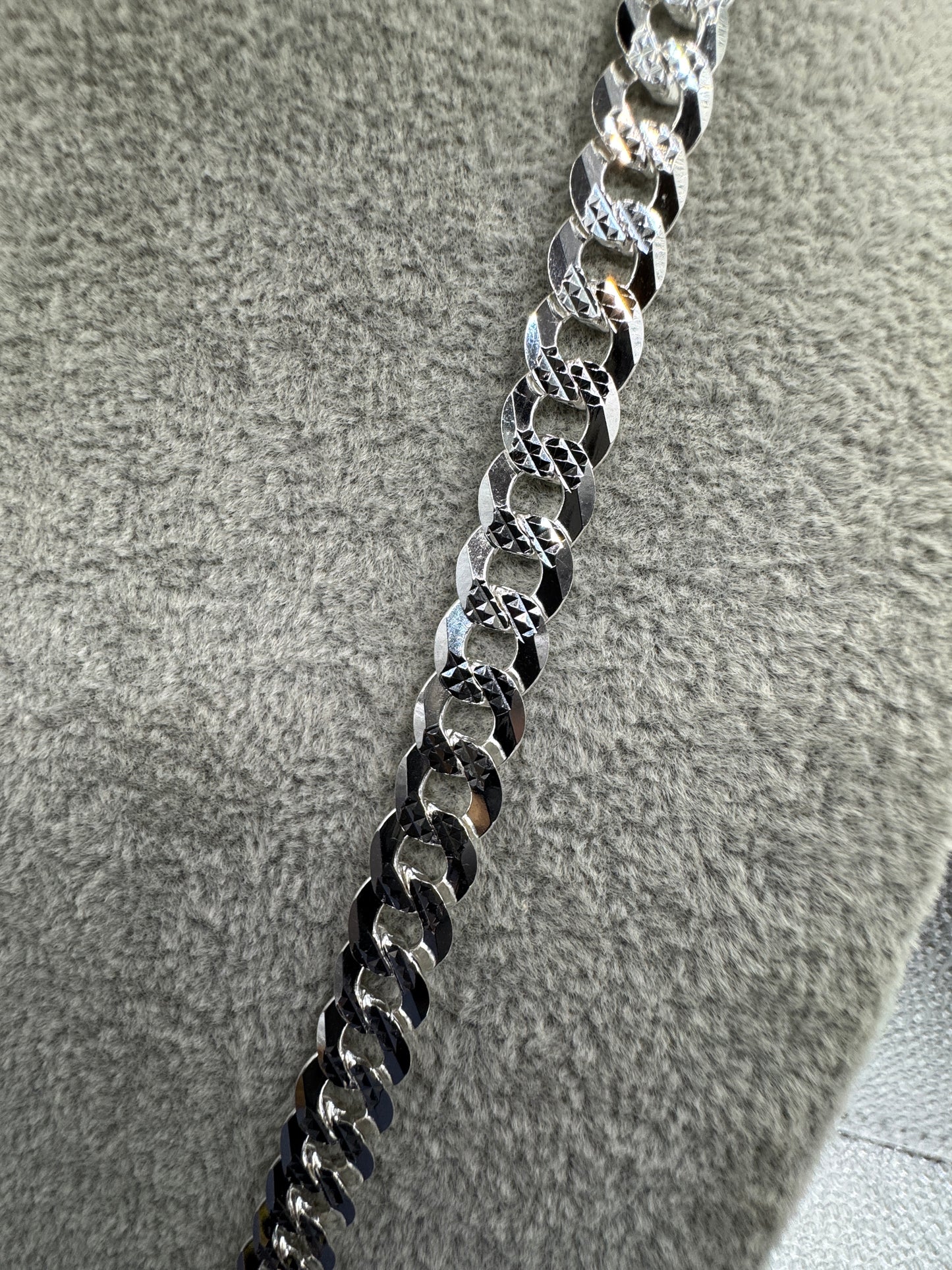 Sterling Silver Paved Curb Chain Necklace 9mm
