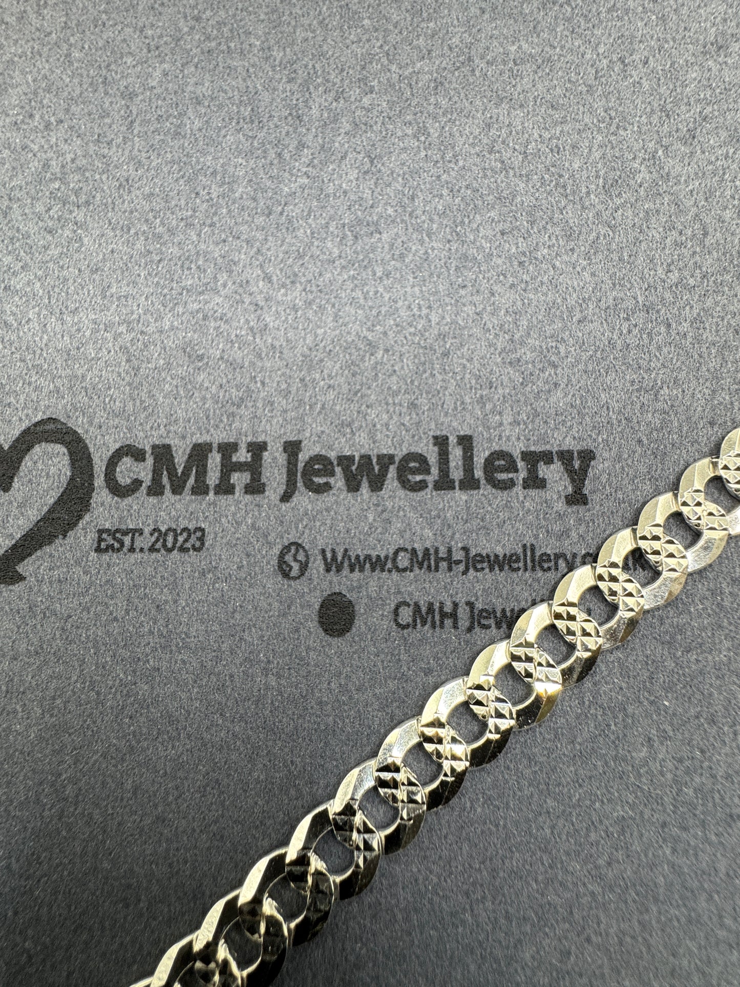 Sterling Silver Paved Curb Bracelet 9mm