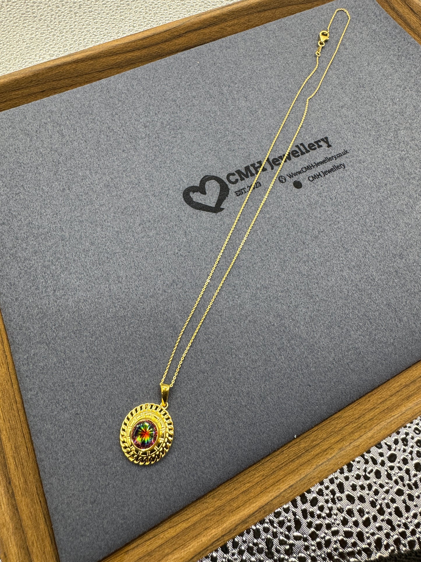 GP Sterling Silver Ladies Quartz Pendant w/Micro Belcher Necklace