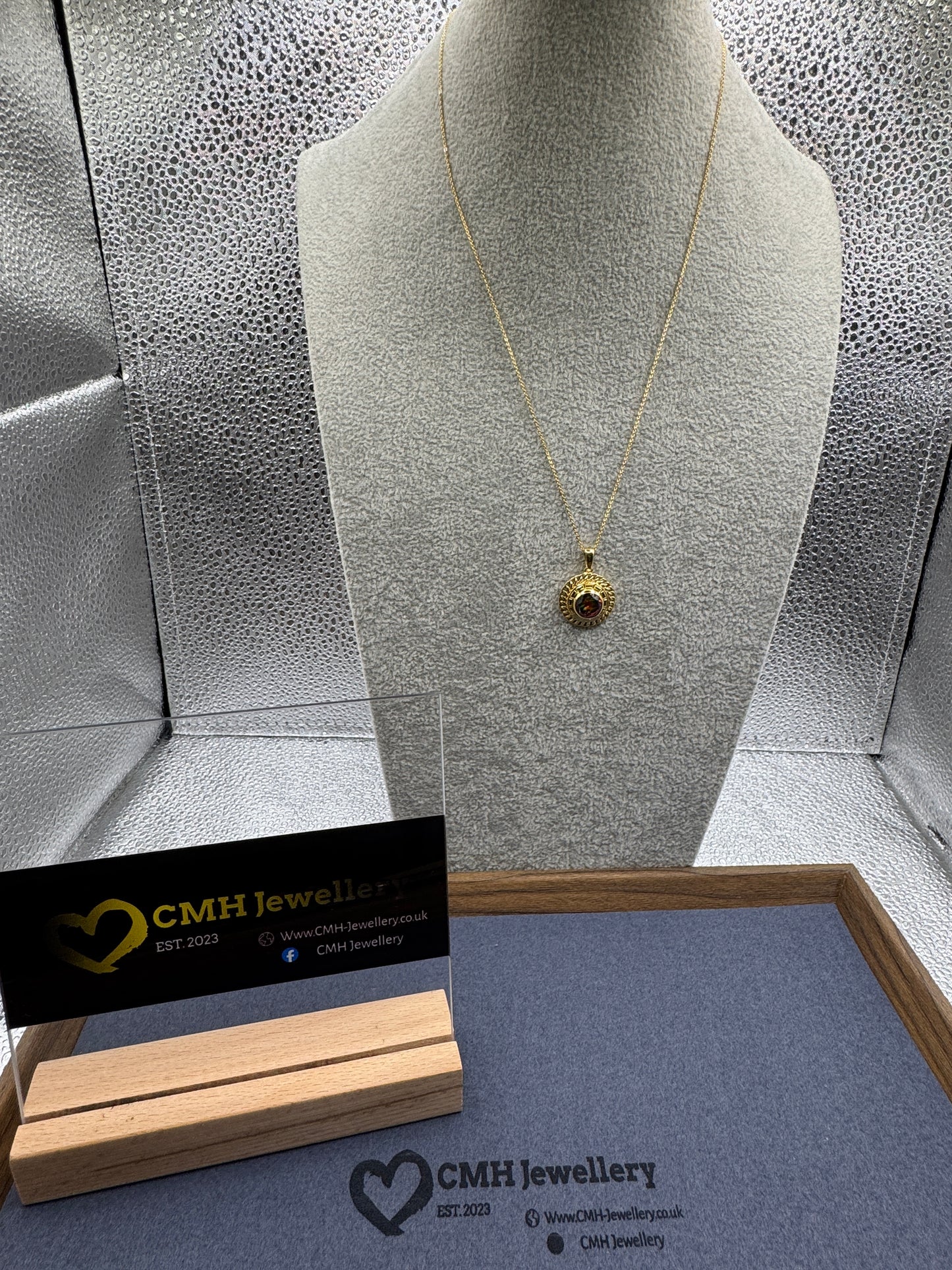 GP Sterling Silver Ladies Quartz Pendant w/Micro Belcher Necklace