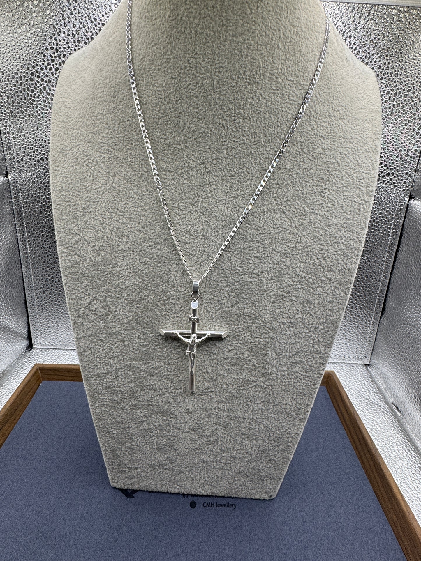 Sterling Silver Large Crucifix Pendant 69mm