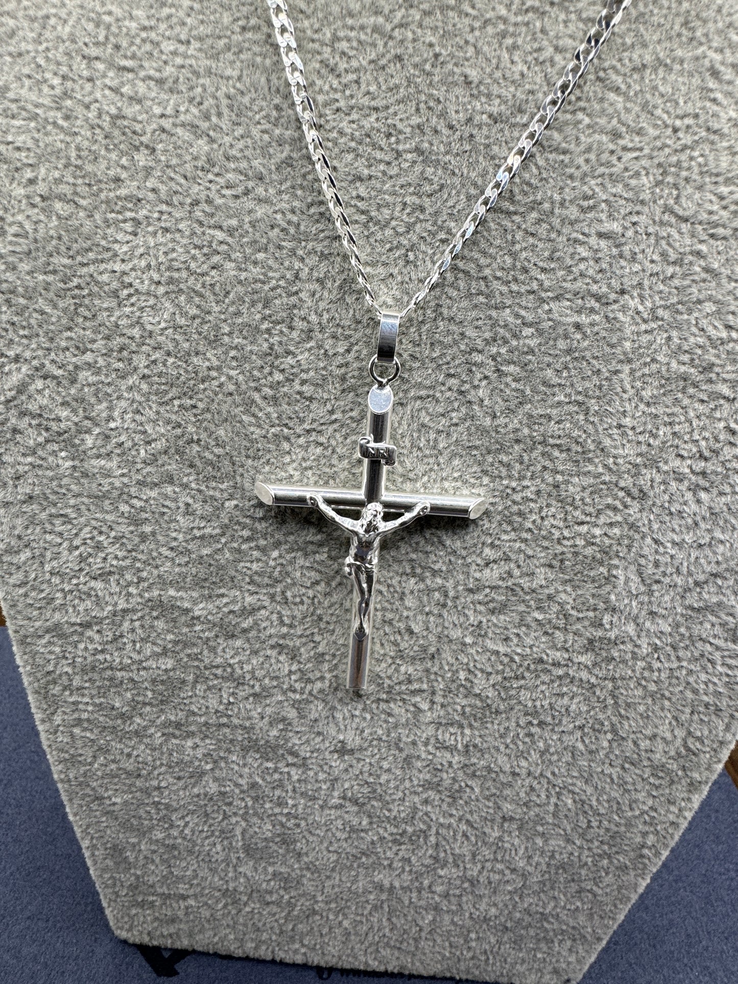 Sterling Silver Large Crucifix Pendant 69mm