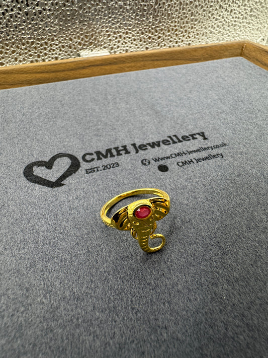 GP Sterling Silver Elephant Ring w/Ruby