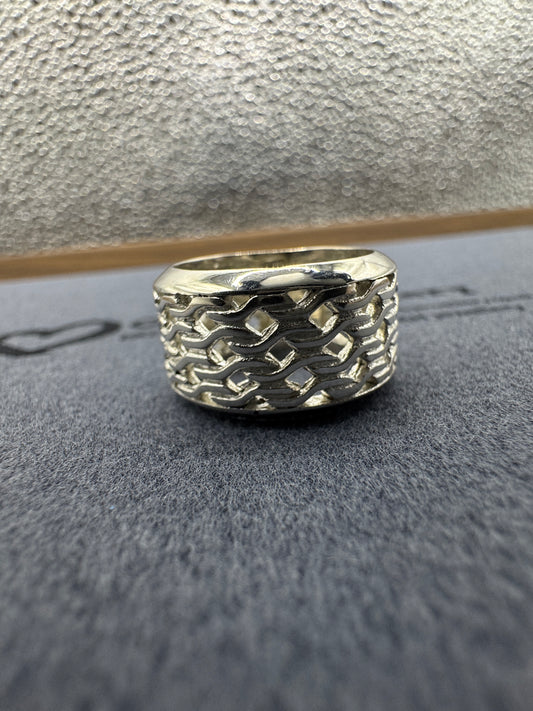 Sterling Silver Ladies Weaved Band Ring 12mm